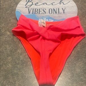 Aerie Neon Pink Textured Cheeky Bikini Bottoms